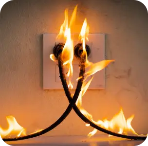 Electrical Fire Investigation in Progress – Specialists analyzing faulty wiring, overloaded circuits, and appliance failures to uncover the role of electrical faults in fire incidents.