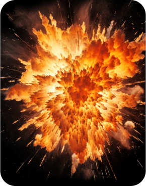 Explosion Investigation Services South Africa – A devastated industrial plant with shattered windows and collapsed walls. Investigators inspect gas leak points and explosion epicenters.